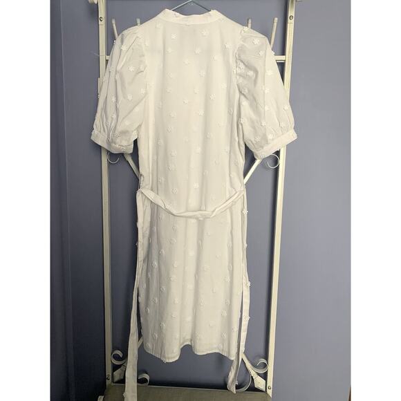 ANN TAYLOR WHITE FLORAL EMBROIDERED TIE WAIST SHIRTDRESS DRESS Wedding NWT Sm - Picture 4 of 8